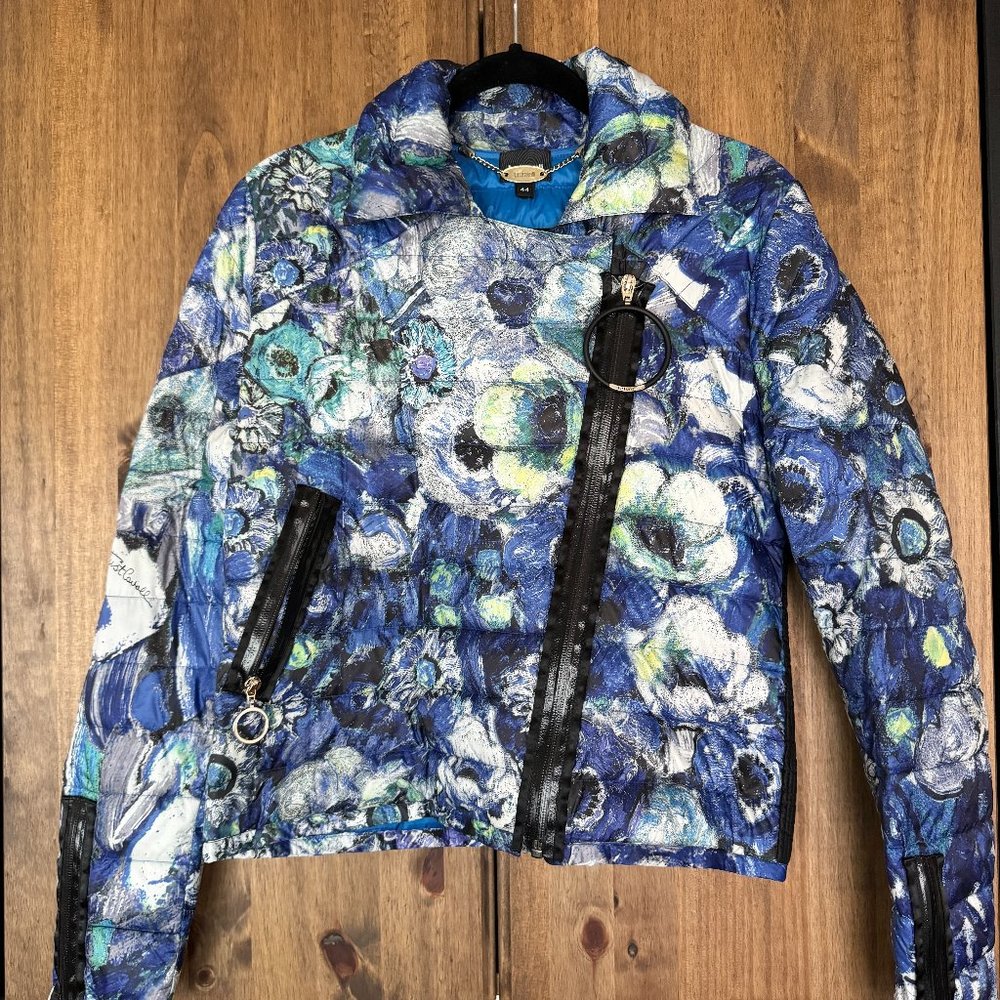 Just Cavalli Multi-Color Floral Print Down Parka Jacket